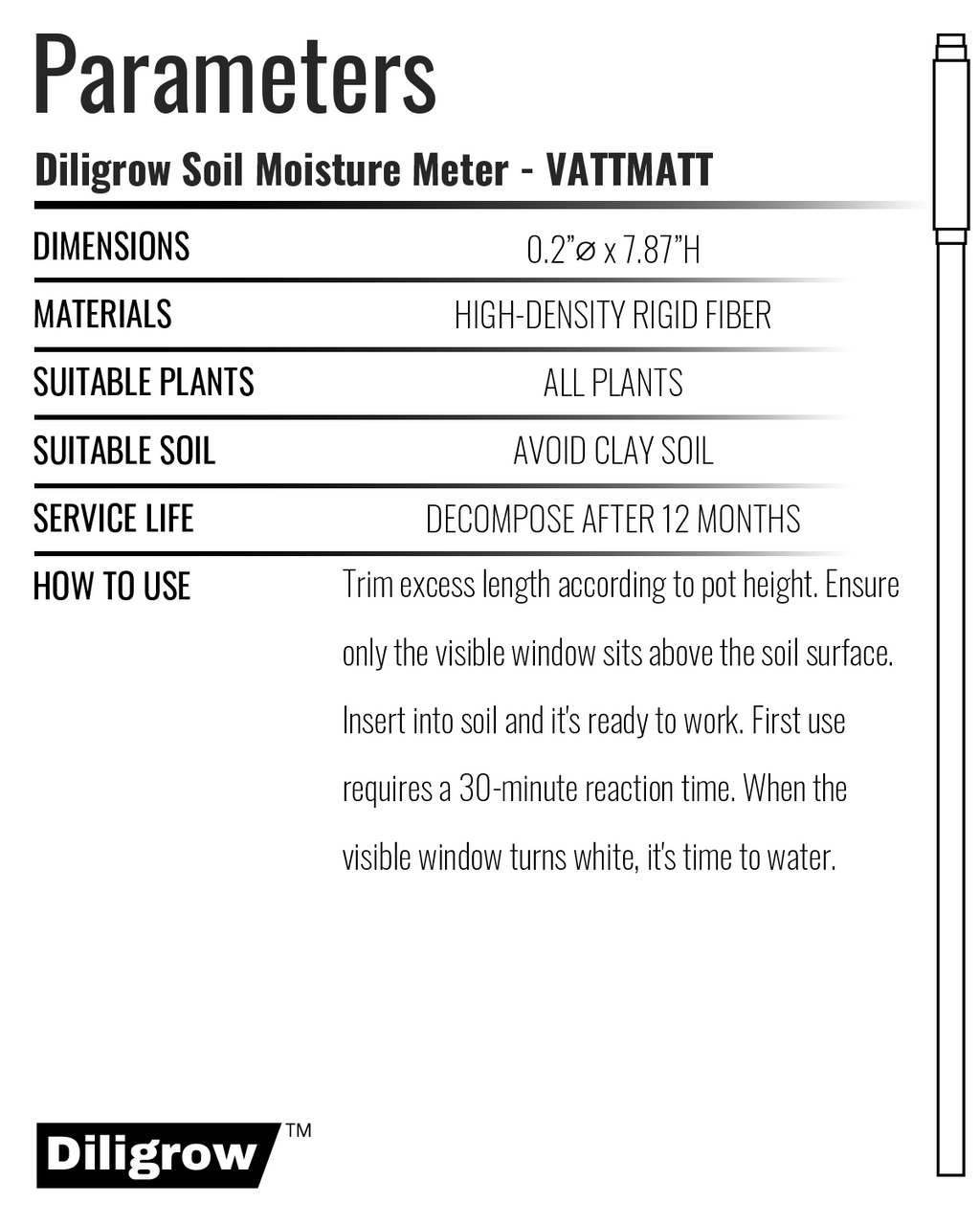Aquameter – Soil Moisture Meter for Succulents, General Plant, Bonsai, Indoor & Outdoor